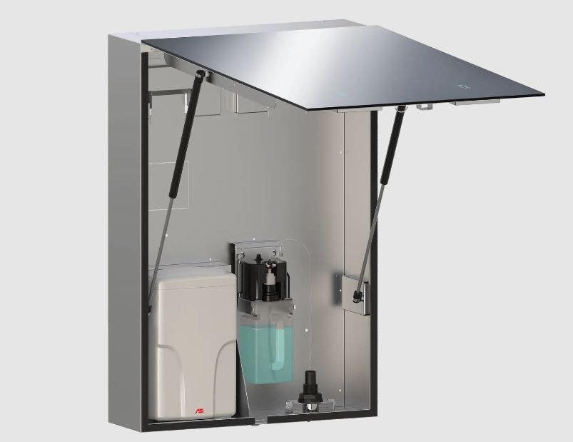ASI 10-066 Velare - Frameless Mirror Cabinet, Soap Dispenser +  High Speed Hand Dryer - Surface Mounted