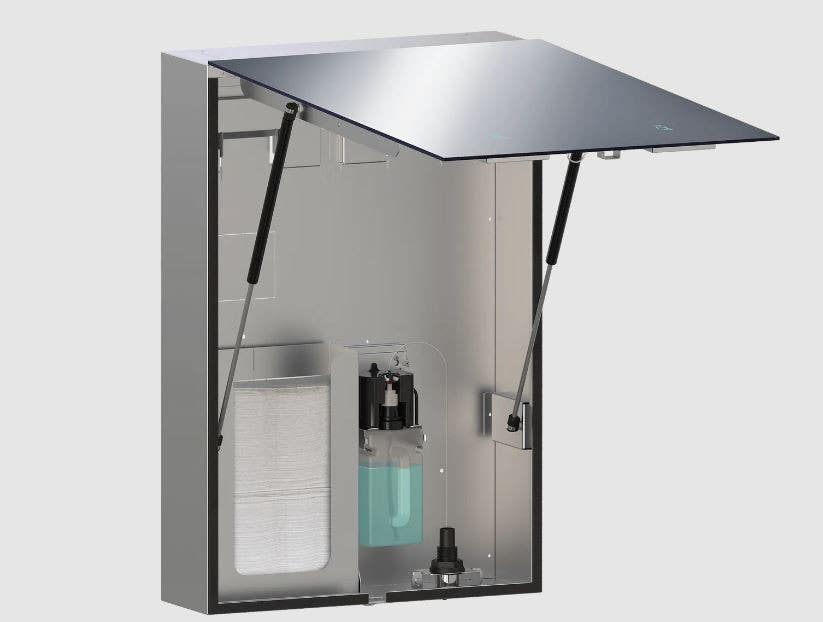 ASI 10-066 Velare - Frameless Mirror Cabinet, Soap Dispenser +  Paper Towel Dispenser - Surface Mounted