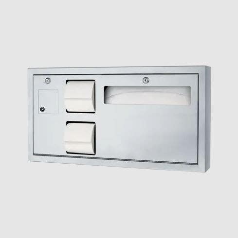 ASI 10-0487-L Toilet Seat Cover & Toilet Tissue Dispenser w/ Sanitary Napkin Disposal - Horizontal - ADA