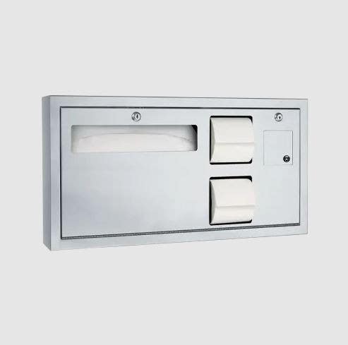 ASI 10-0487-R Toilet Seat Cover & Toilet Tissue Dispenser w/ Sanitary Napkin Disposal - Horizontal - ADA