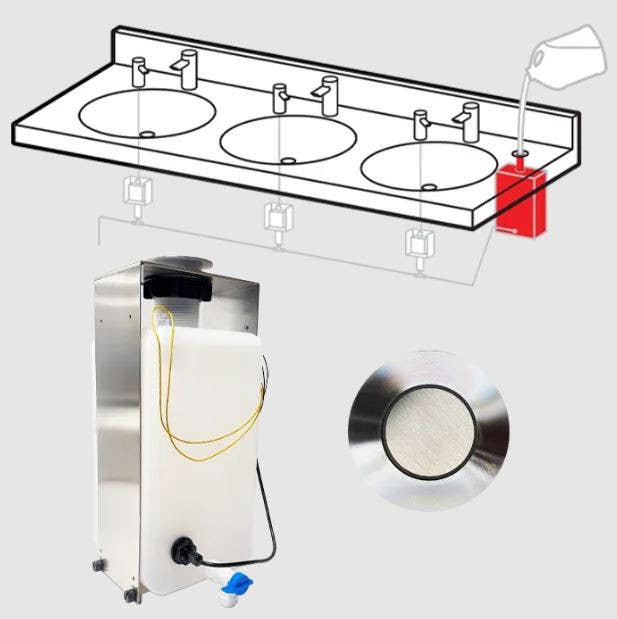 ASI 10-0387 Top Fill, Multi-Feed Vanity Mounted Fill Port w/ 6L Under Vanity Tank