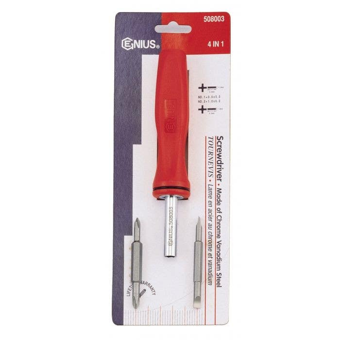 Genius Tools 508003 4 IN 1 Screwdriver 1,2, 0.8x5.0mm,1.0x6.0mm