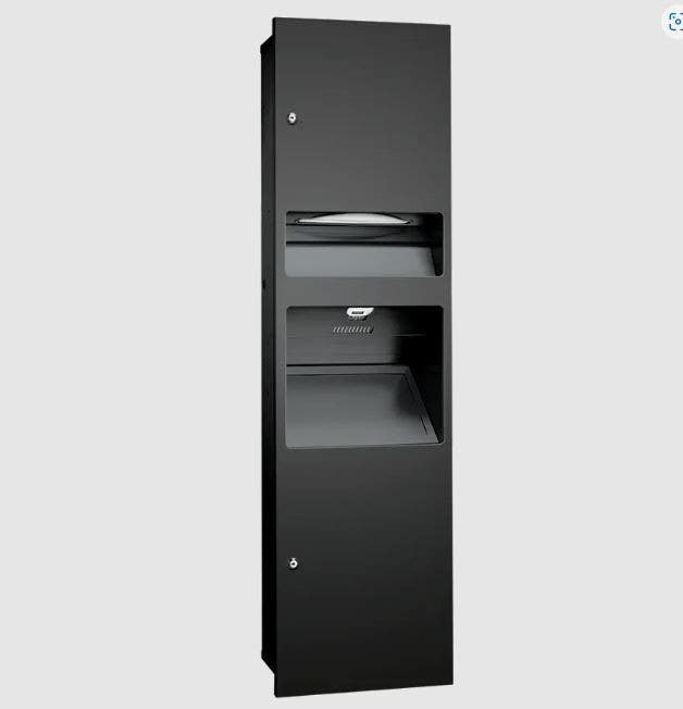 ASI 10-64672 Simplicity - 3-in-1 Paper Towel Dispenser & Waste Receptacle - (Cabinet Only) Stainless Steel, Multi, C-Fold - 6.8 gallon