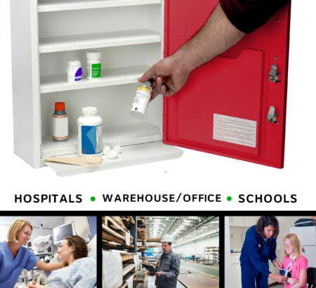 AdirMed 999-06 Dual Lock Surface-Mount Medical Security Cabinet with Pull-Out Shelf and Document Pocket