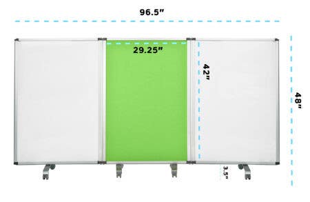 Adiroffice 693-45-32 Portable Double-Sided 3 Panel Mobile White Board and Flannel Partition