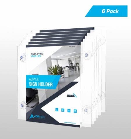 Adiroffice 639-8511-WSH Acrylic Window Sign Holder with Suction Cups