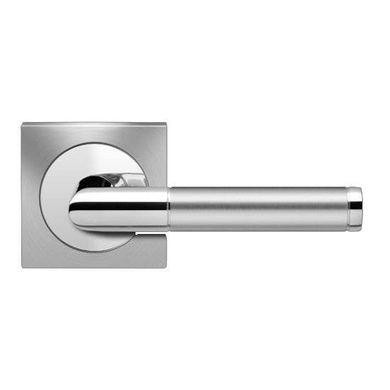 Karcher Design UER34 Rio Lever Set Steel w/ 3-Piece Rose 2 5/8", For Pre-Bored Door (2 1/8")
