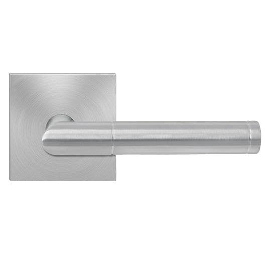 Karcher Design UEPL34 Rio Steel Lever Set w/ Plan Design Rose 2 9/16", For Pre-Bored Door (2 1/8")