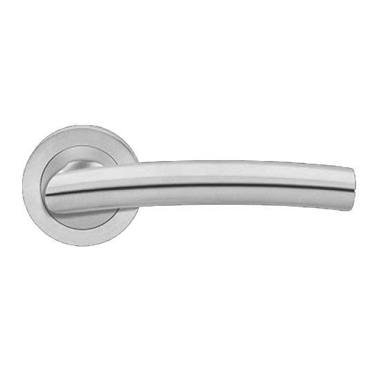 Karcher Design ER56 Madrid Lever Set w/ 3-Piece Rose 2-1/16", For Custom Bored Door, Satin Stainless Steel