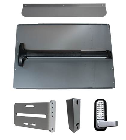 Lockey PS62 Standard Panic Shield Security Kit w/ Detex V-40 Panic Bar, Panic Shield, Strike Bracket, Gate Box, Keypad Lock
