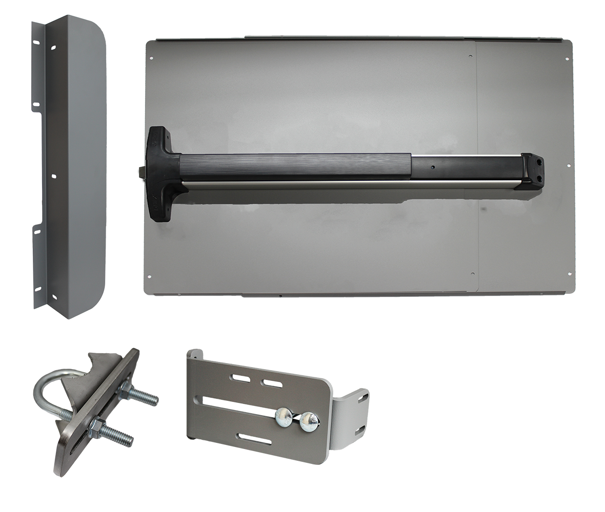 Lockey ED42 Edge Panic Shield Value Kit w/ Detex V-40 Panic Bar, 24" Panic Shield, ED-SB Strike Bracket, Latch Protector