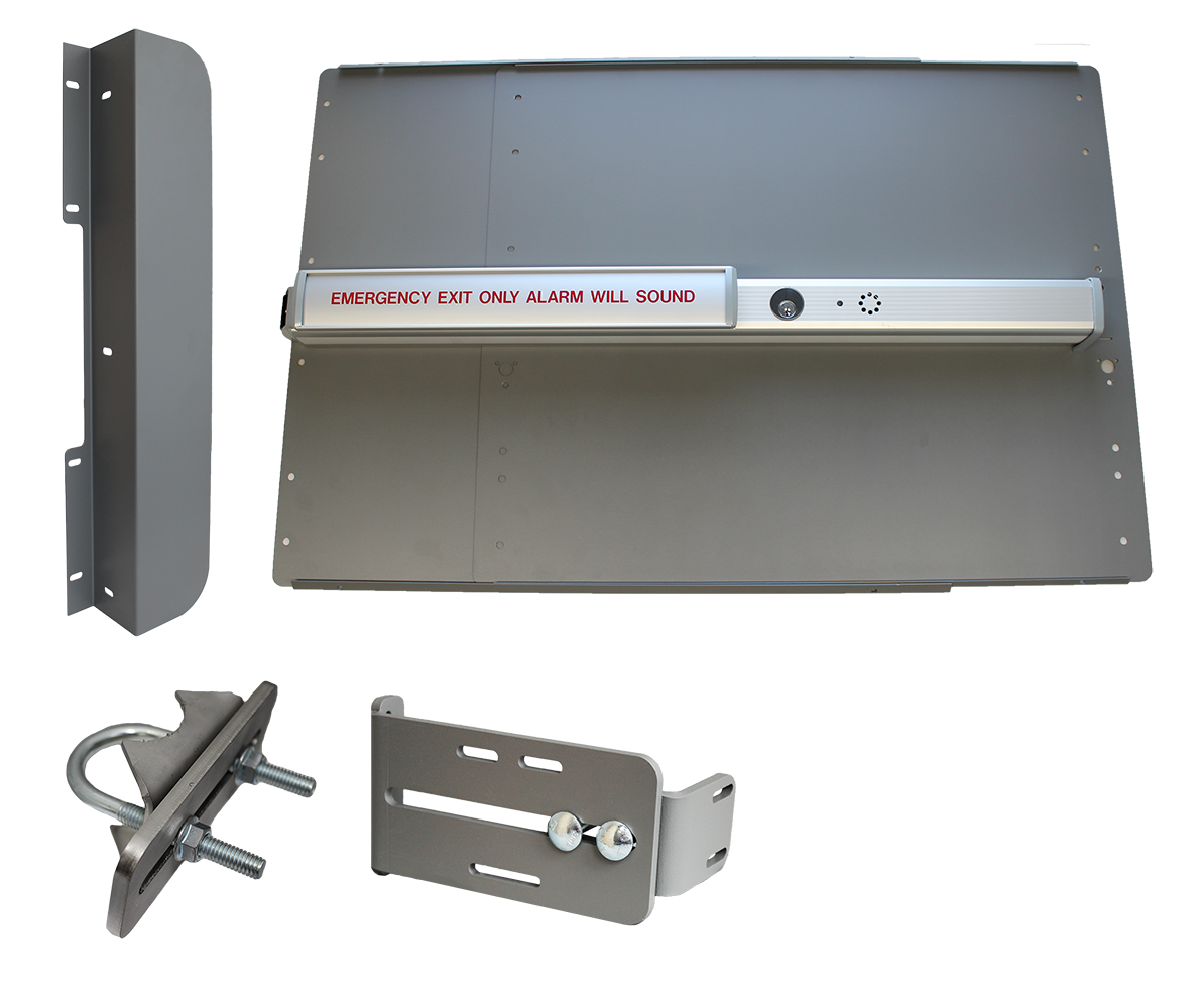 Lockey ED45BL Edge Panic Shield Value Kit w/ PB2500 Alarm Panic Bar, Panic Shield, Strike Bracket, Latch Protector, Jamb Stop