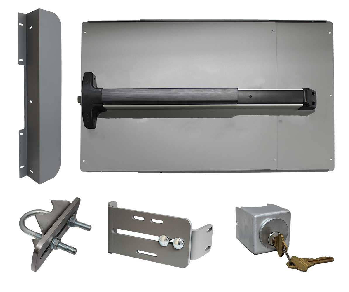 Lockey ED52 Edge Panic Shield Safety Kit w/ Detex V-40 Panic Bar, Panic Shield, Strike Bracket, Key Box, Key Cylinder