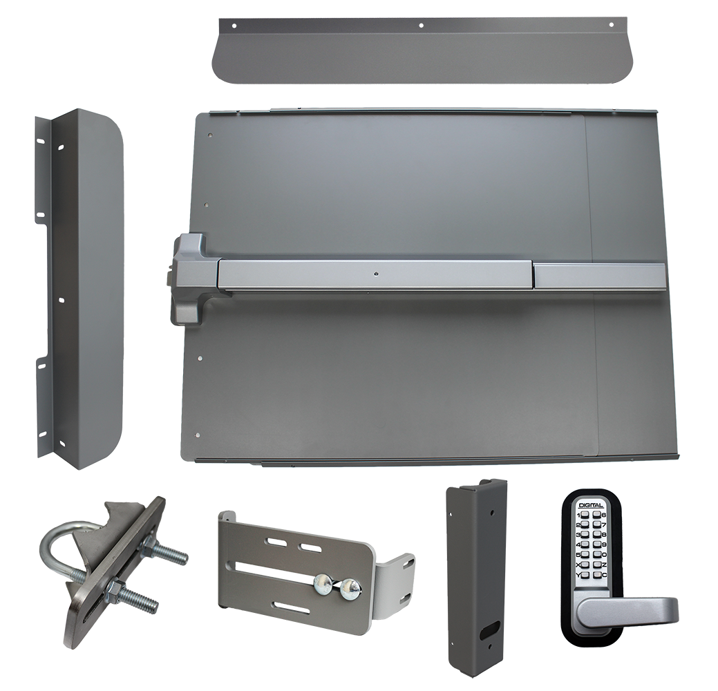 Lockey ED61 Edge Panic Shield Security Kit w/ 24" Panic Shield, Strike Bracket, Gate Box, Keyless Panic Trim, Latch Protector