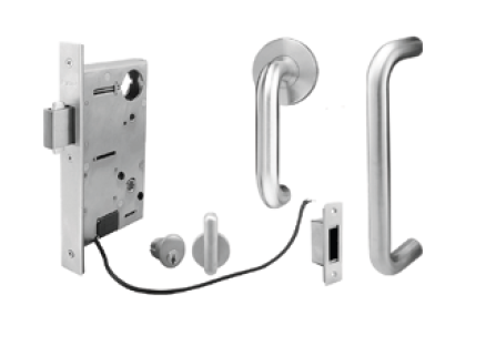 INOX PD95 Sliding Door Mortise Lock with Emergency Egress with Surface Pull