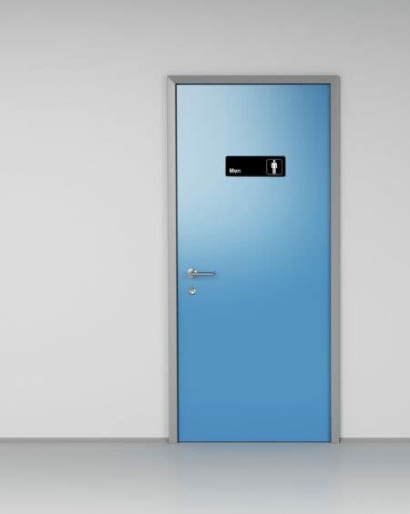 Alpine Industries ALPSGN-10 Mens Restroom Sign 3"x9", Black-Finish