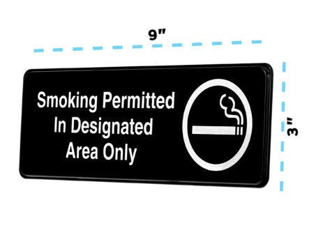 Alpine Industries ALPSGN-33 Smoking Permitted in Designated Areas Only Sign, 3"x9"