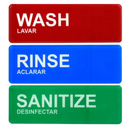 Alpine Industries ALPSGN-41 3" x 9" Wash Rinse Sanitize Sign