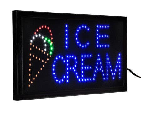 Alpine Industries ALP497-13 19" x 10" LED Rectangular Ice Cream Sign with Two Display Modes