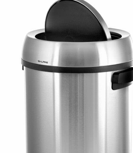 Alpine Industries ALP470-65L-1 Stainless Steel Commercial Trash Can with Swing Lid, 17 Gallon Capacity