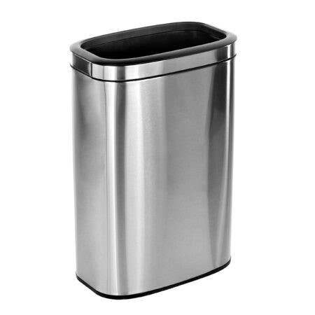 Alpine Industries ALP470 Stainless Steel Slim Open Trash Can, Brushed Stainless Steel