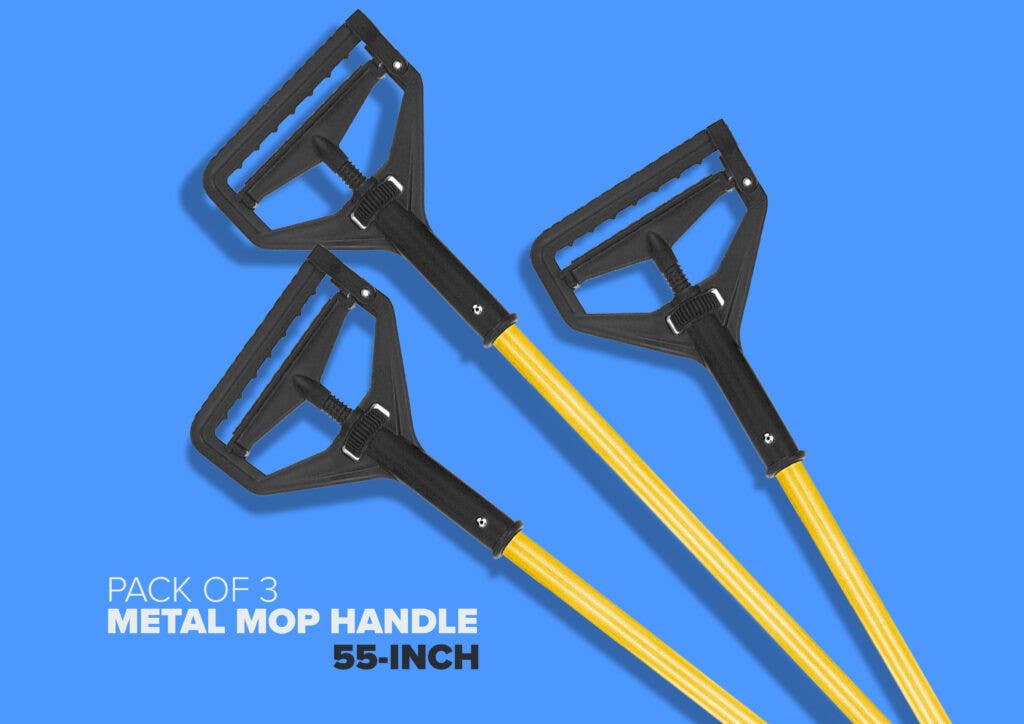 Alpine Industries ALP444-2-3 Quick Change Metal Mop Handle, 55 Inch, Yellow, Pack of 3