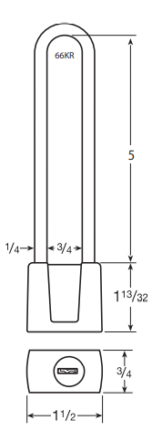 CCL 00 66KR Padlock, Die-Cast, Disc Tumbler, 5" Hardened Steel Shackle