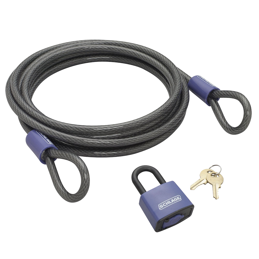 Schlage 9948 Double Looped Cable W/ Covered Weather-proof Padlock