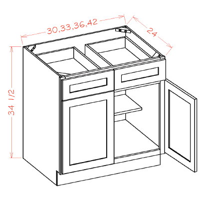 US Cabinet Depot B Double Door Double Drawer Bases, Capital Collection