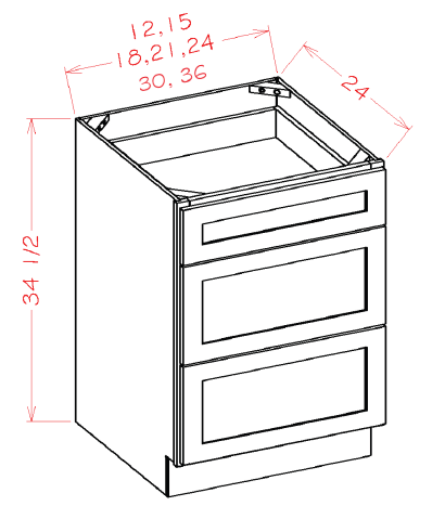 US Cabinet Depot 3DB Three Drawer Bases, Capital Collection