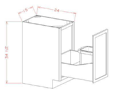 US Cabinet Depot B15FHTCPO  Full Height Door Base Kit with Single Trashcan Pullout, Capital Collection(15W x 34-1/2 H x 24D)