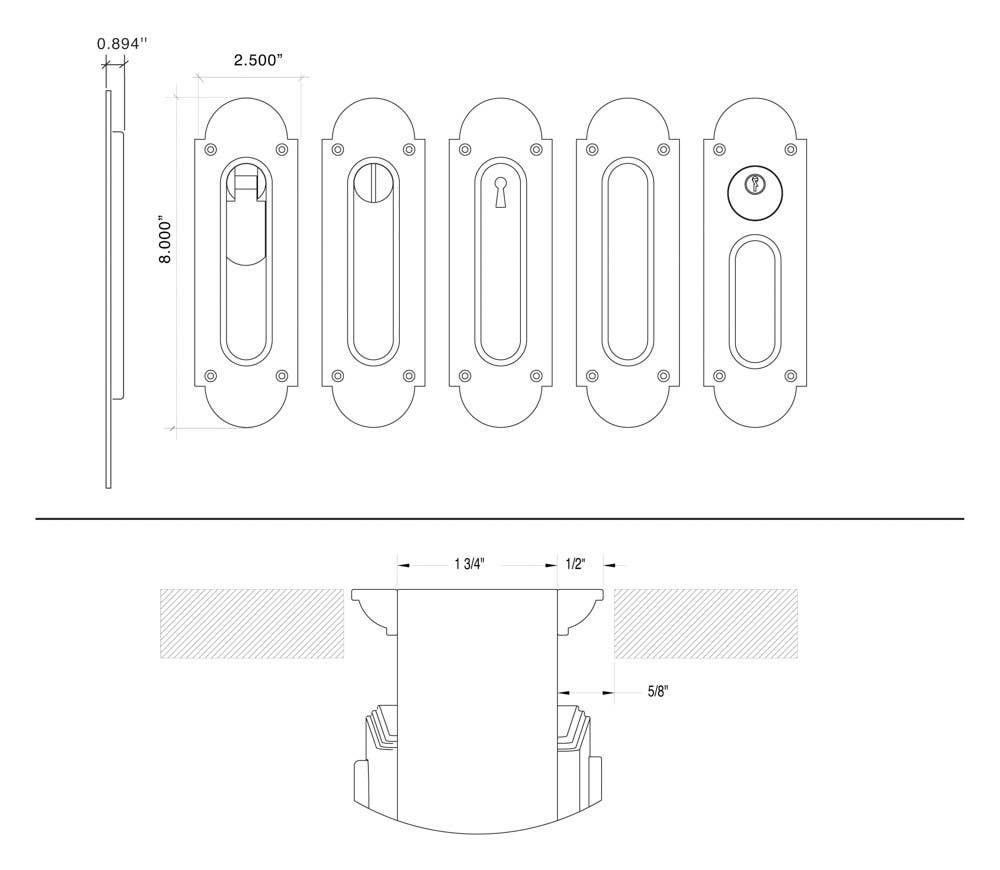 Von Morris 828409 Newton Pocket Door Lock
