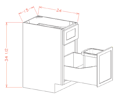 US Cabinet Depot B15TCPO Single Door Single Drawer Base Kit with Single Trashcan Pullout, Capital Collection