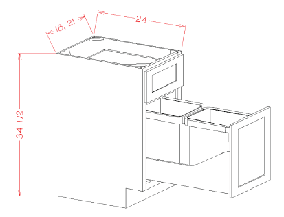 US Cabinet Depot B Single Door Single Drawer Base Kit with Double Trashcan Pullout, Capital Collection