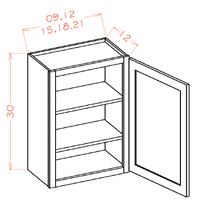 US Cabinet Depot W Single Door Wall Cabinets - 30"H, Capital Collection