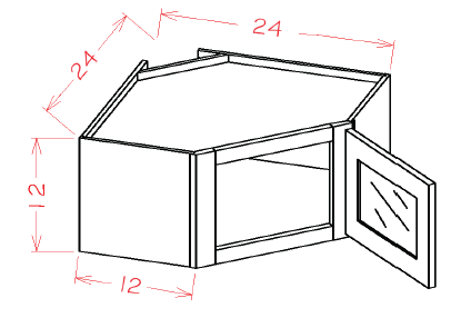US Cabinet Depot DCW24 Glass Door Diagonal Wall Stacker Cabinets 12"H, Capital Collection