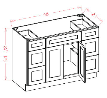 US Cabinet Depot VDDB Vanity Combination Bases - Double Drawer Stack, Capital Collection