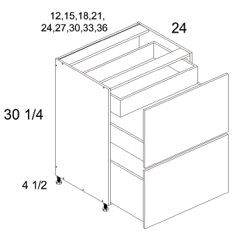 US Cabinet Depot 2DBID Altamax Two Drawer Bases with One Inner Drawer, Altaeuro
