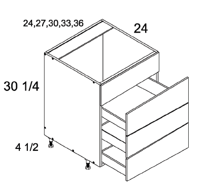 US Cabinet Depot RB4DB altamax Three Drawer Range Bases with One False Front, Altaeuro
