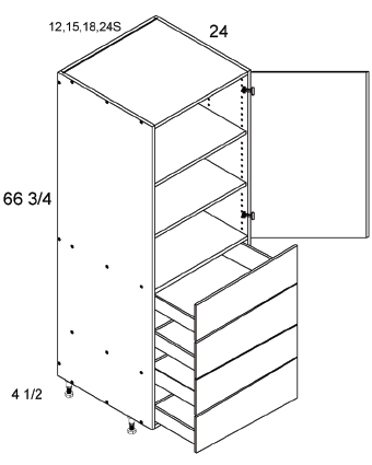 US Cabinet Depot T4DB Altamax Tall One Door Four Drawer Utility Cabinets, Altaeuro