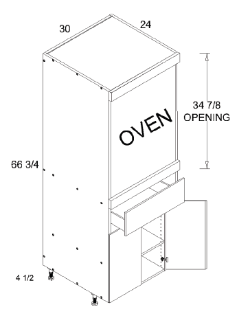 US Cabinet Depot TOSB3072 Altamax Tall Single Oven Two Door One Drawer Utility Cabinet, Altaeuro