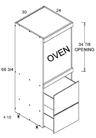 US Cabinet Depot TOS2DB3072 Altamax Tall Single Oven Two Drawer Utility Cabinet, Altaeuro