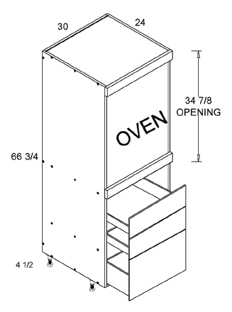 US Cabinet Depot TOS3DB3072 Altamax Tall Single Oven Three Drawer Utility Cabinet, Altaeuro