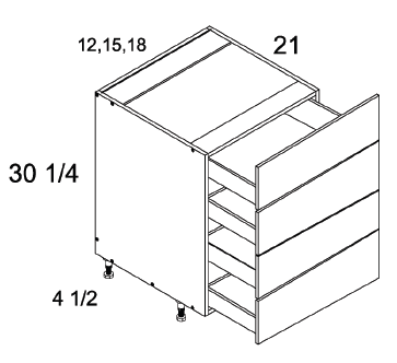 US Cabinet Depot 4VDB Altamax Four Drawer Vanity Bases, Altaeuro