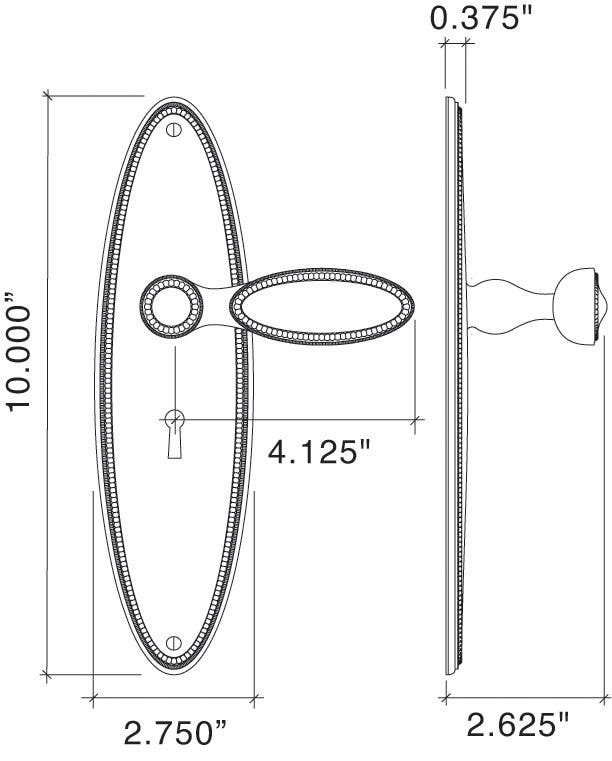 Von Morris 98170 Beaded Escutcheon Set With Beaded Knob, Entry Mortise