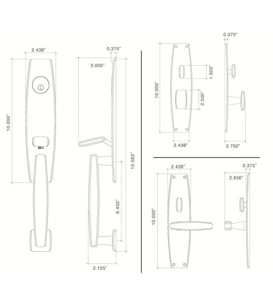 Von Morris 97350 Art Deco Handleset With Knob