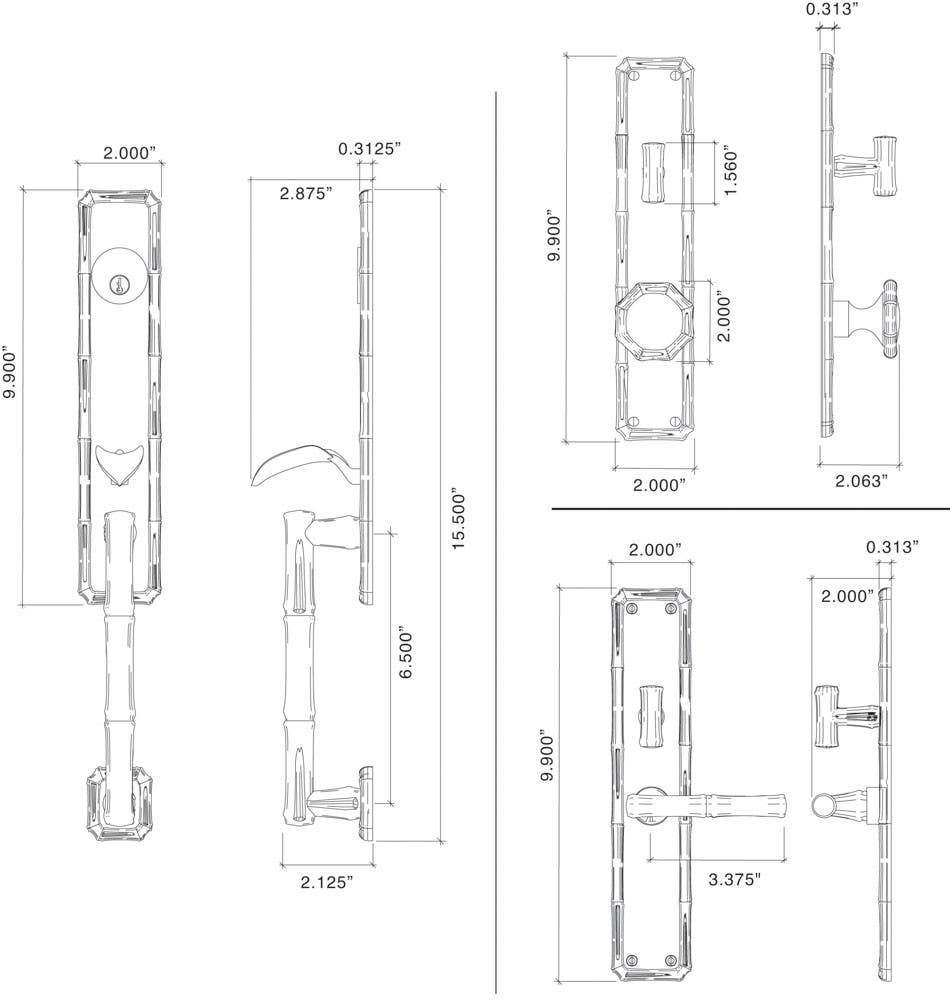 Von Morris 97160 Bamboo Deco Handleset With Lever, Dark Oxidized Satin Bronze, Oil Rubbed