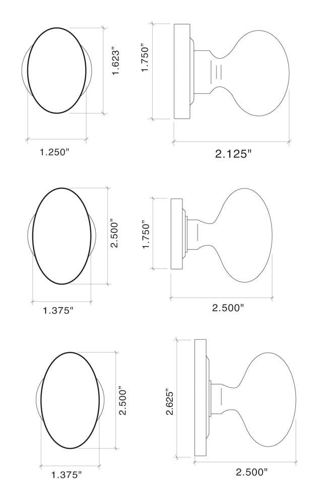 Von Morris 90125/50172 Large Oval Knob With Small Traditional Rose, Entry Mortise
