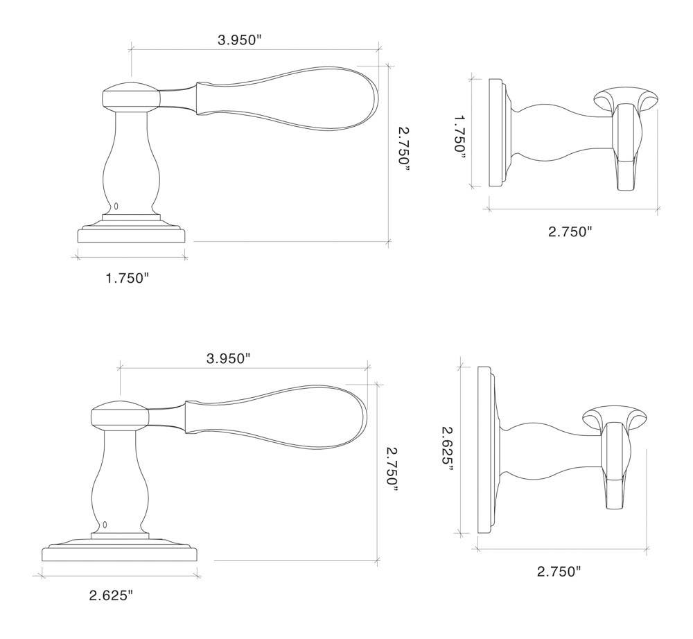 Von Morris 8824/5117 Wave Lever With Small Colonial Rose, IML Mortise Sets