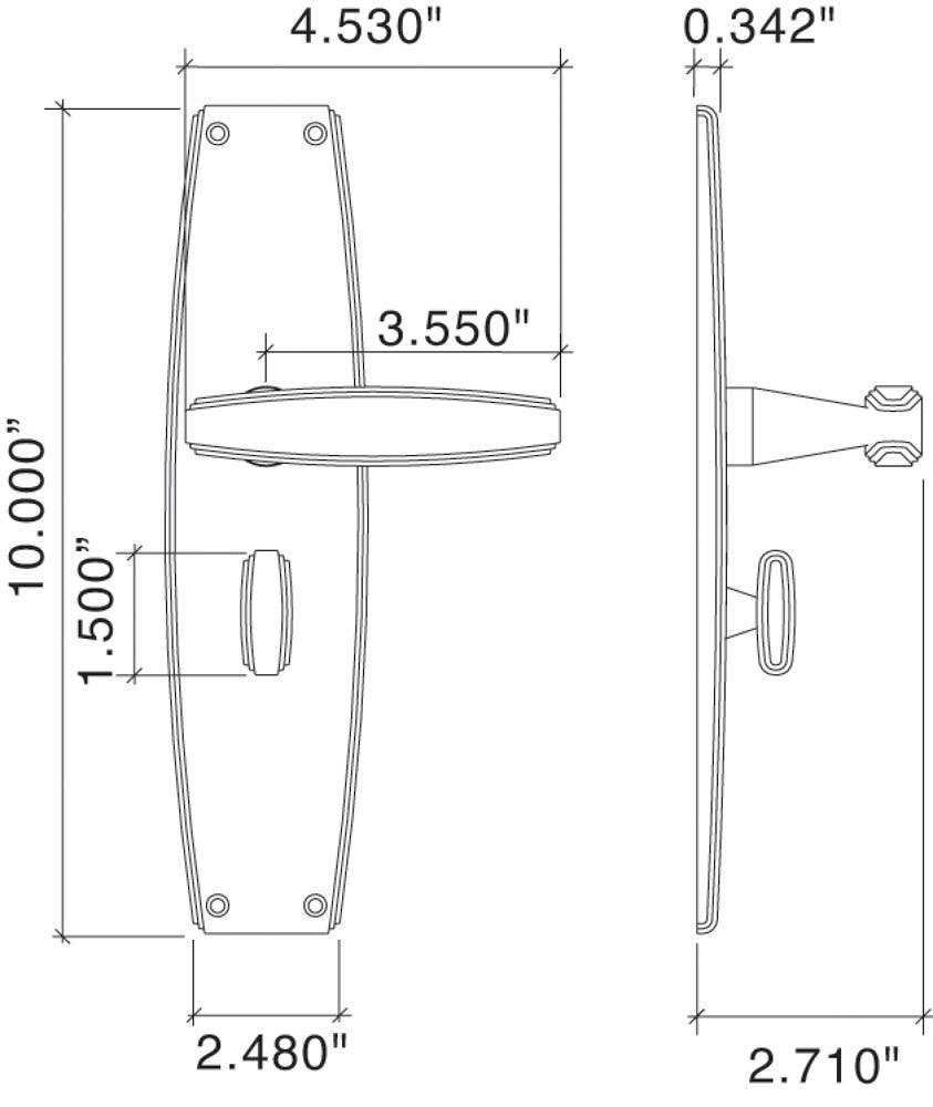 Von Morris 8161 Art Deco Escutcheon Set With Art Deco Lever, IML Mortise Sets